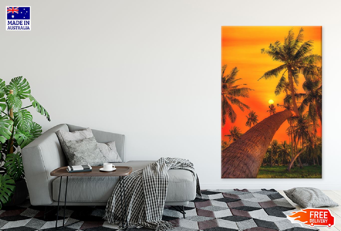 Coconut Palm Trees Sunset View Photograph Print 100% Australian Made