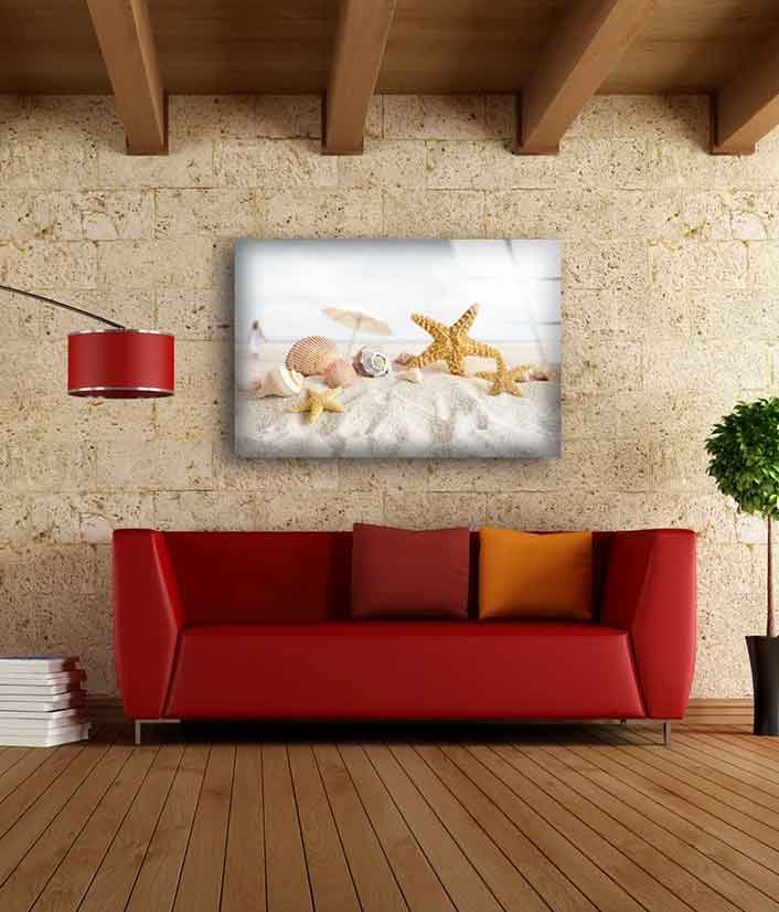 Sea Shells on Sand Photograph Acrylic Glass Print Tempered Glass Wall Art 100% Made in Australia Ready to Hang