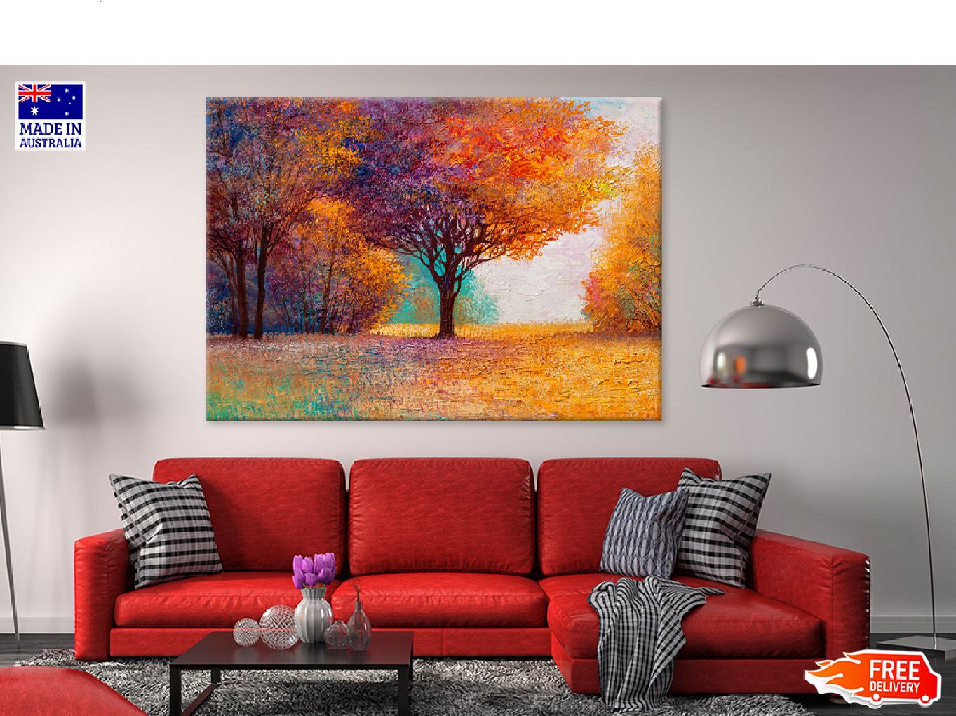 Autumn Trees Garden Oil Painting Print 100% Australian Made