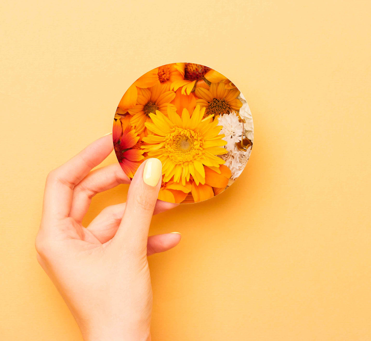 Roses with Orange Flowers Floral Coasters Wood & Rubber - Set of 6 Coasters