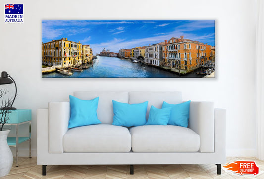 Panoramic Canvas City Over Water View High Quality 100% Australian Made Wall Canvas Print Ready to Hang