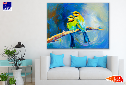 Fengshui Love Birds on a Branch Painting Print 100% Australian Made