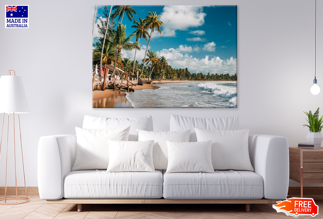 Palm Trees & Sea Shore Sky View Photograph Print 100% Australian Made