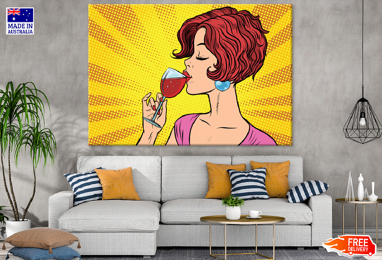 Girl Drinking Wine Illustration Print 100% Australian Made