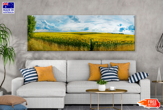 Panoramic Canvas Sunflower Field High Quality 100% Australian made wall Canvas Print ready to hang