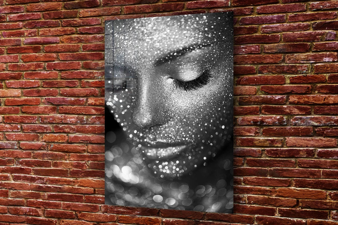 Silver Makeup Girl Print Tempered Glass Wall Art 100% Made in Australia Ready to Hang