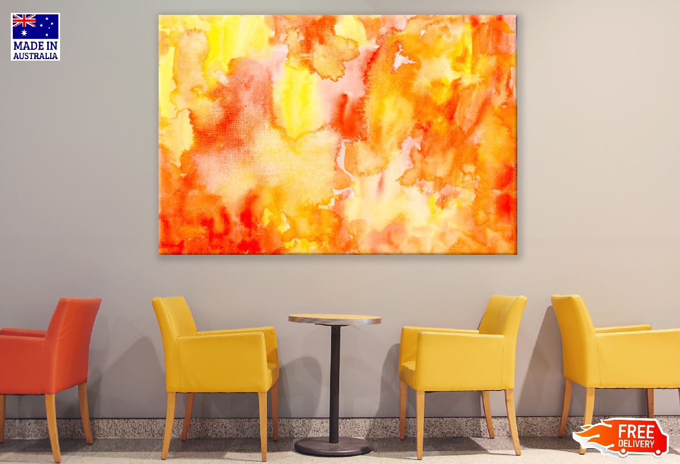 Yellow & Orange Abstract Design Print 100% Australian Made