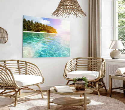 Bella Home Crystal Island With Sun Light Print Canvas Ready to hang