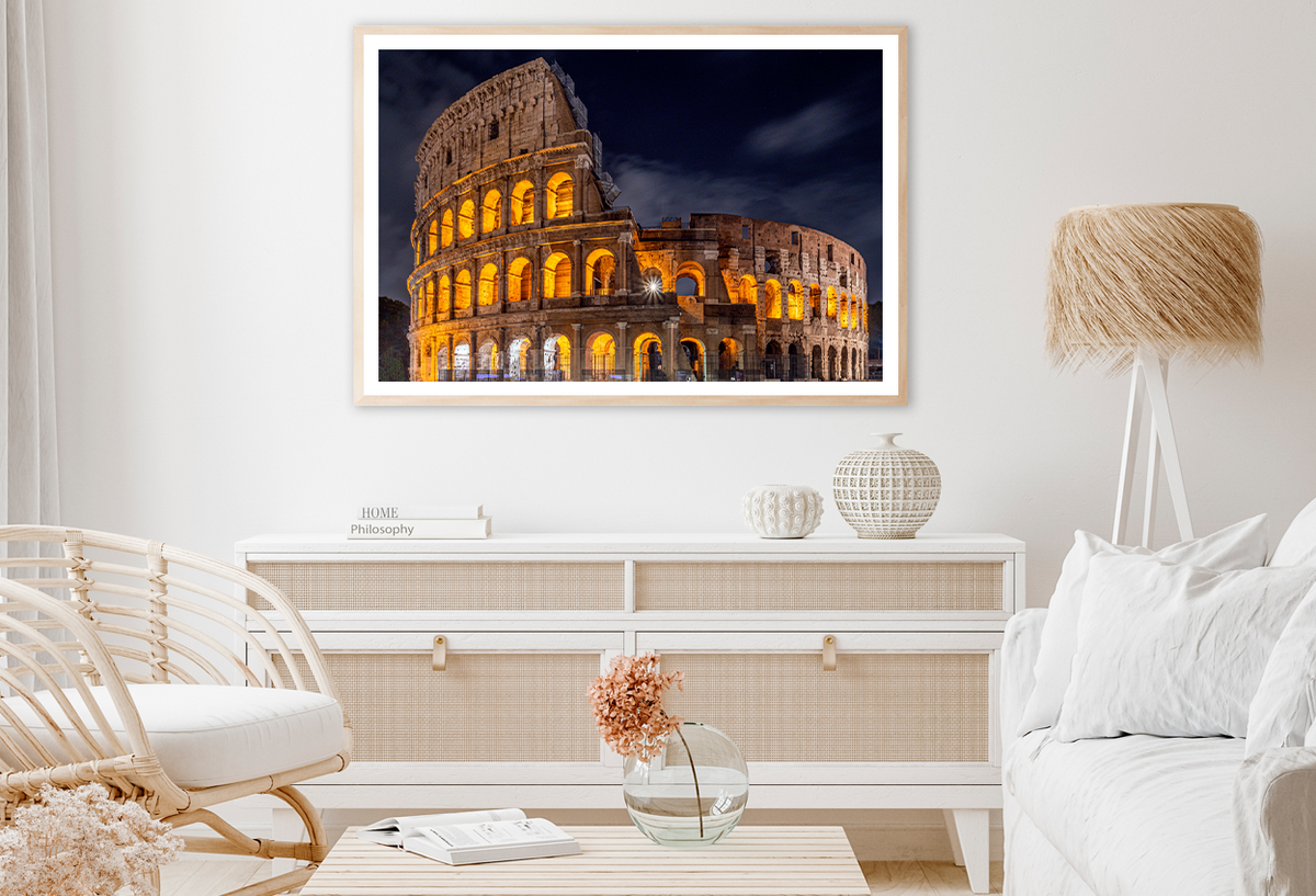 Coliseum Rome Night View Photograph Home Decor Premium Quality Poster