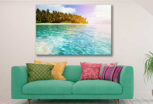 Bella Home Crystal Island With Sun Light Print Canvas Ready to hang