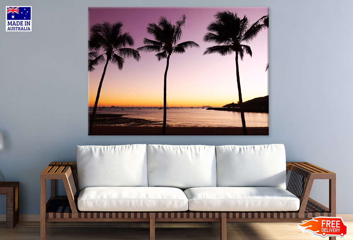 Palm Trees & Sunset Sky Scenery View Photograph Print 100% Australian Made