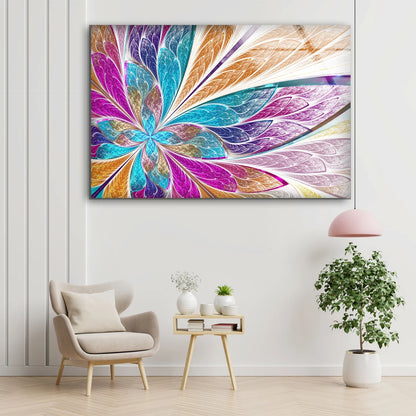 Colorful Flower Abstract Mosaic Glass Design Acrylic Glass Print Tempered Glass Wall Art 100% Made in Australia Ready to Hang