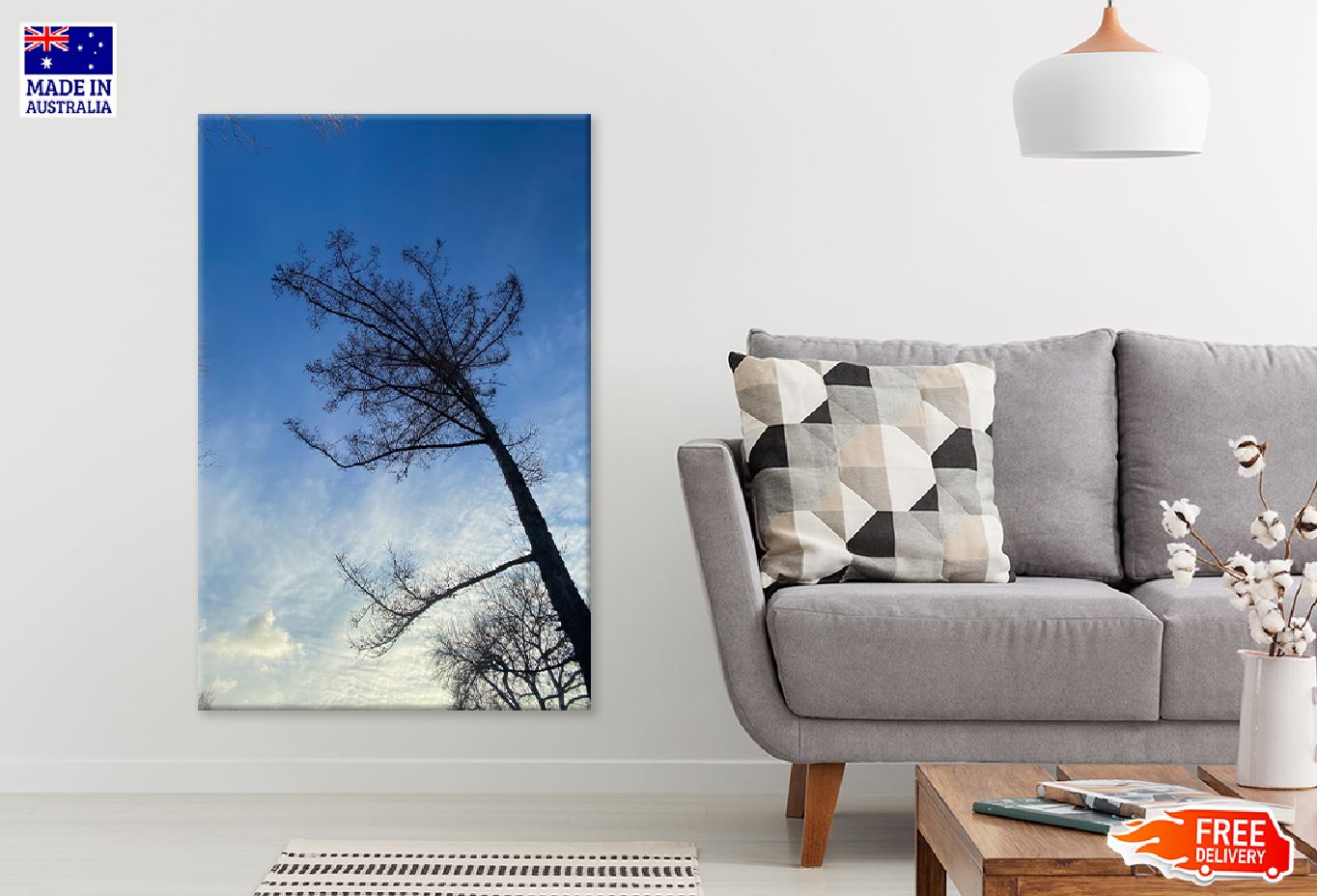 Leafless Tree with Blue Sky View Photograph Print 100% Australian Made