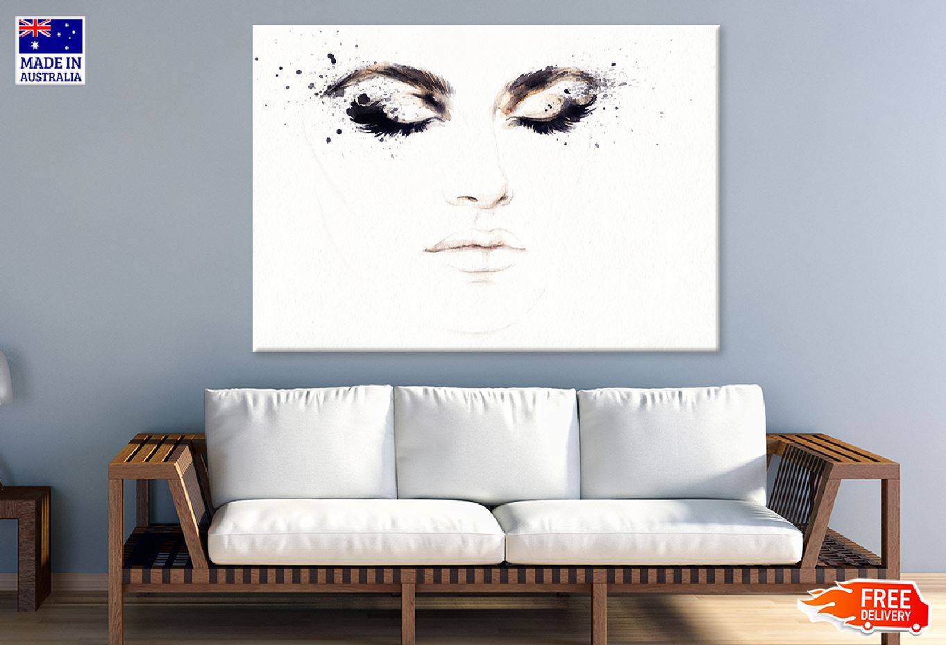 Abstract Makeup Girl Face Wtaercolor Painting Print 100% Australian Made