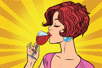 Girl Drinking Wine Illustration Print 100% Australian Made
