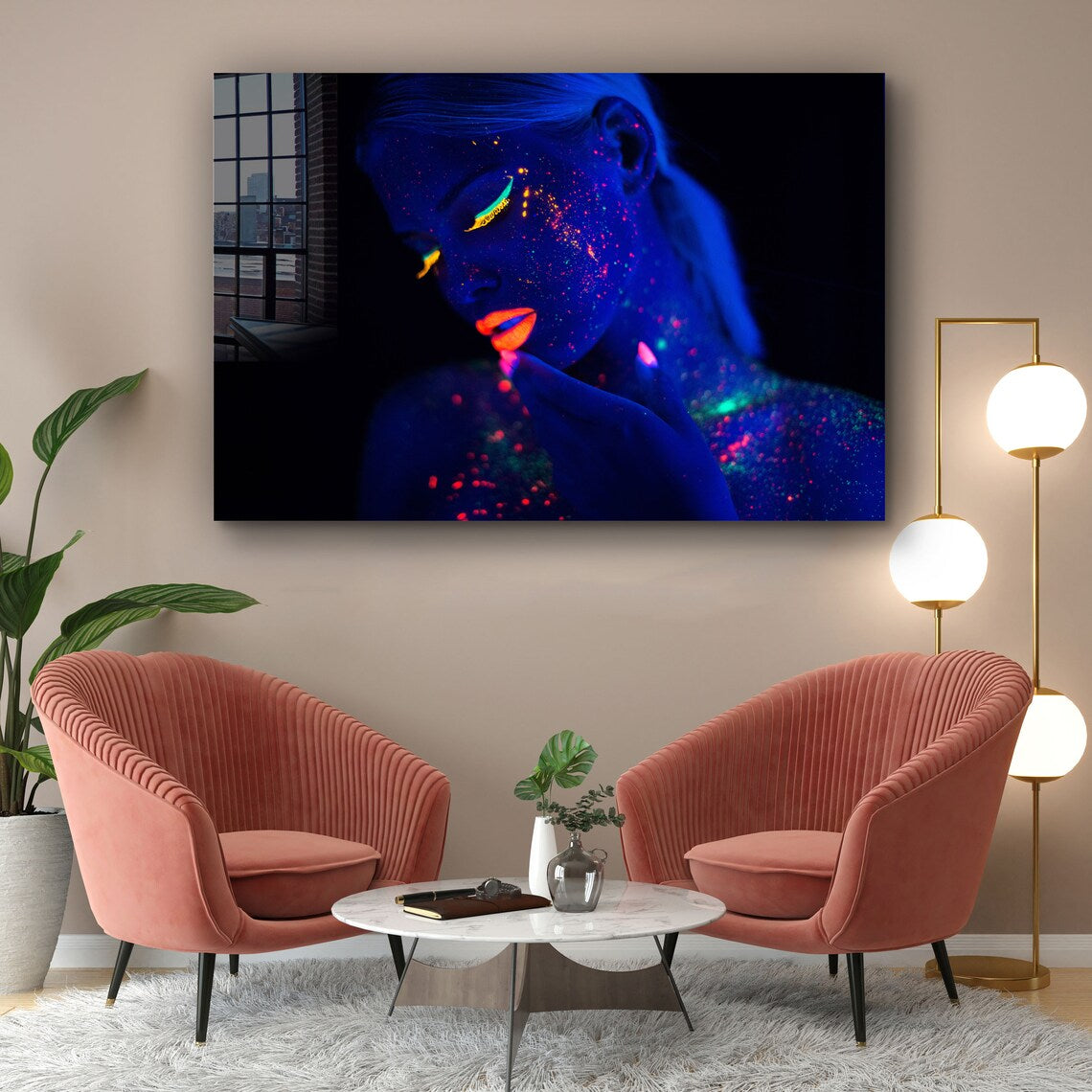 Neon Woman Abstract Print Tempered Glass Wall Art 100% Made in Australia Ready to Hang