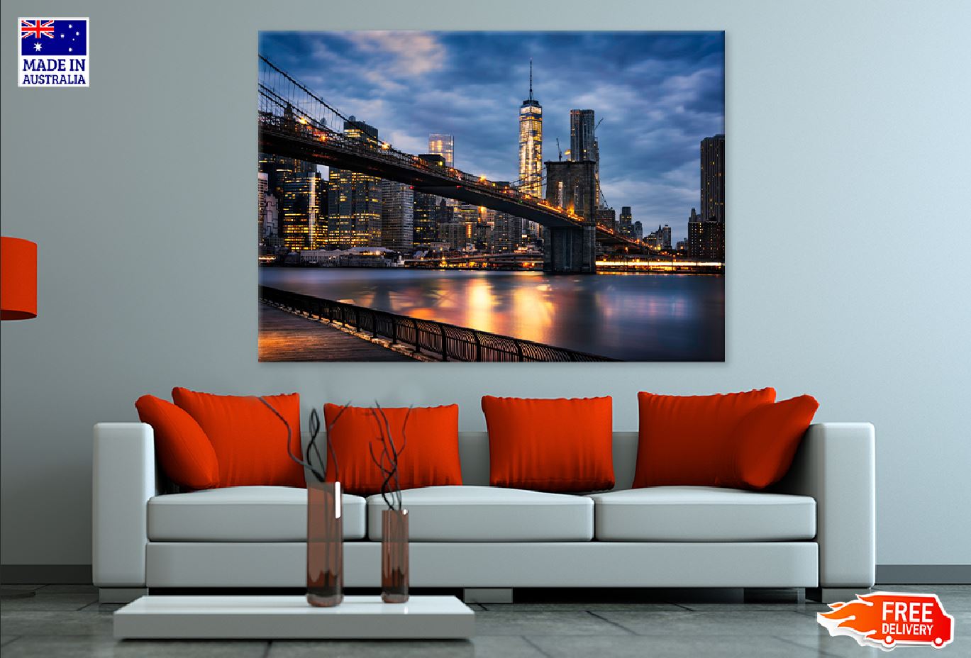 New York City Night Lights View Photograph Print 100% Australian Made