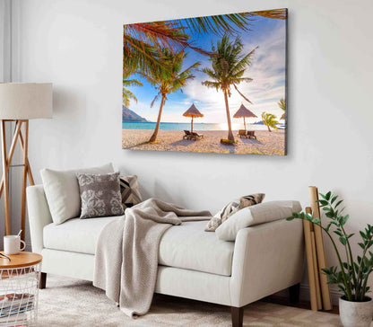 Bella Home Chairs & Umbrella Koh Lipe Island Print Canvas Ready to hang