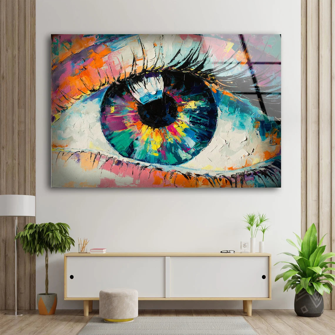 Colorful Abstract Eye Watercolor Painting Acrylic Glass Print Tempered Glass Wall Art 100% Made in Australia Ready to Hang
