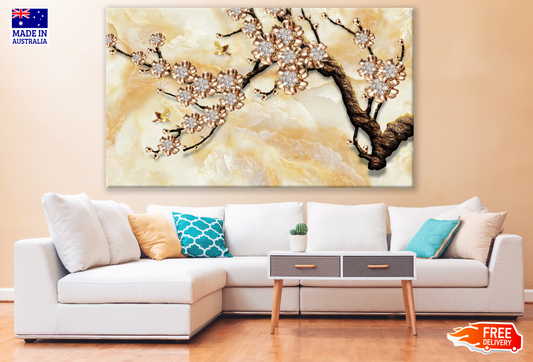 Gold Floral Diamond Painting 3D Print 100% Australian Made