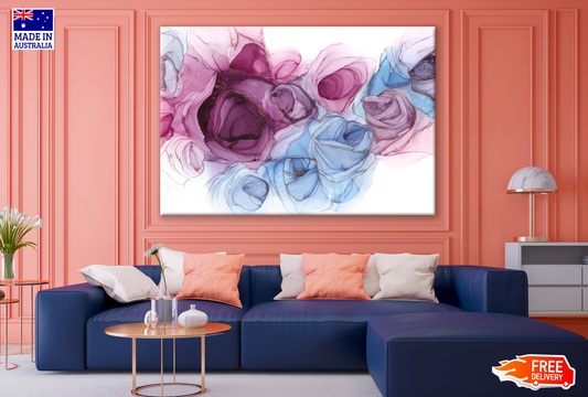 Abstract Roses Blue Pink Design Print 100% Australian Made
