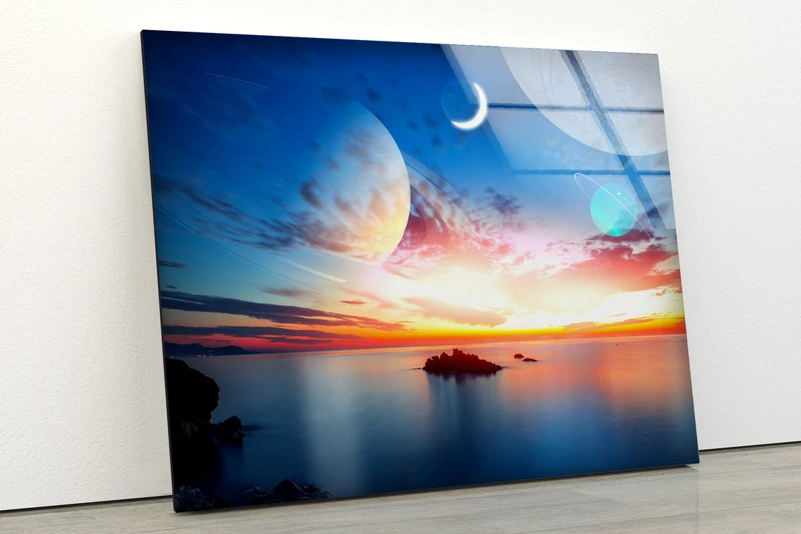 Island on Sea Sky Scenery View Photograph Acrylic Glass Print Tempered Glass Wall Art 100% Made in Australia Ready to Hang