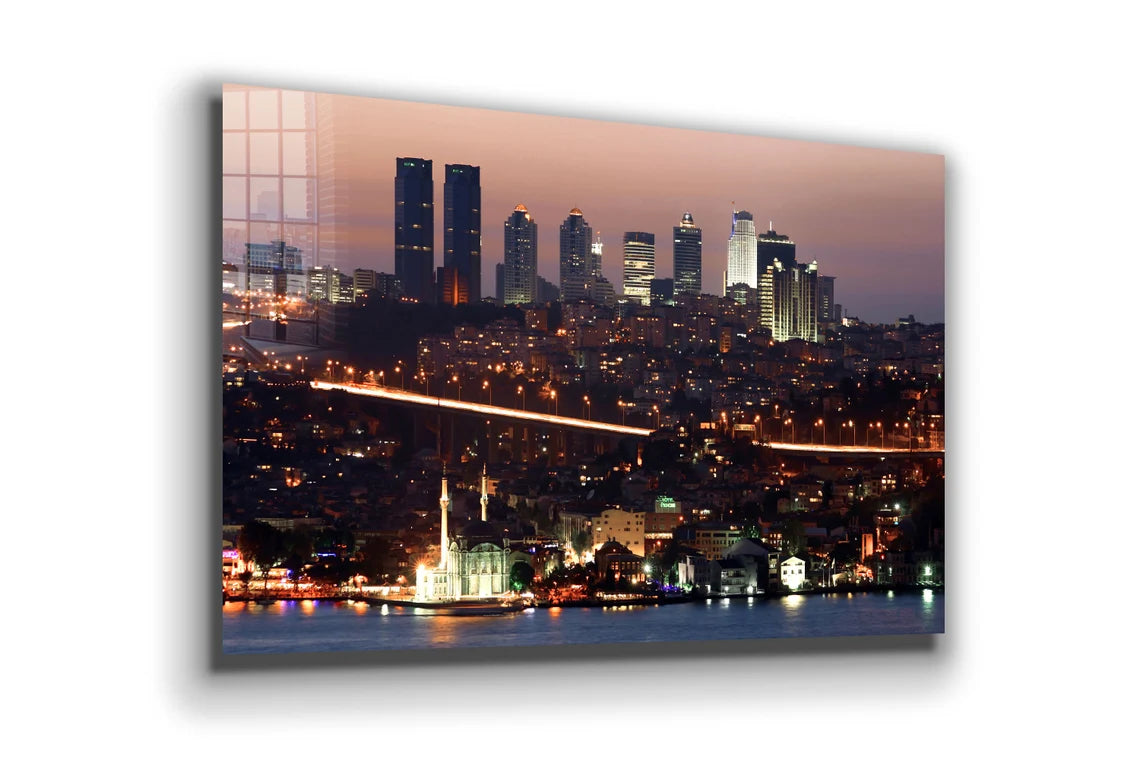 Night City Sea View Print Tempered Glass Wall Art 100% Made in Australia Ready to Hang