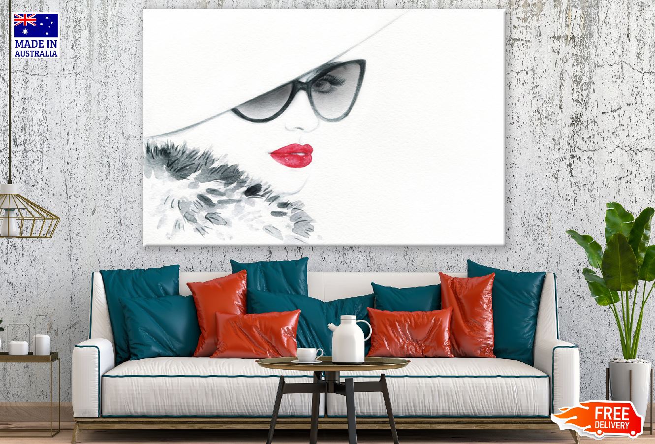 Fashion Lady with Sunglasses Watercolor Painting Print 100% Australian Made