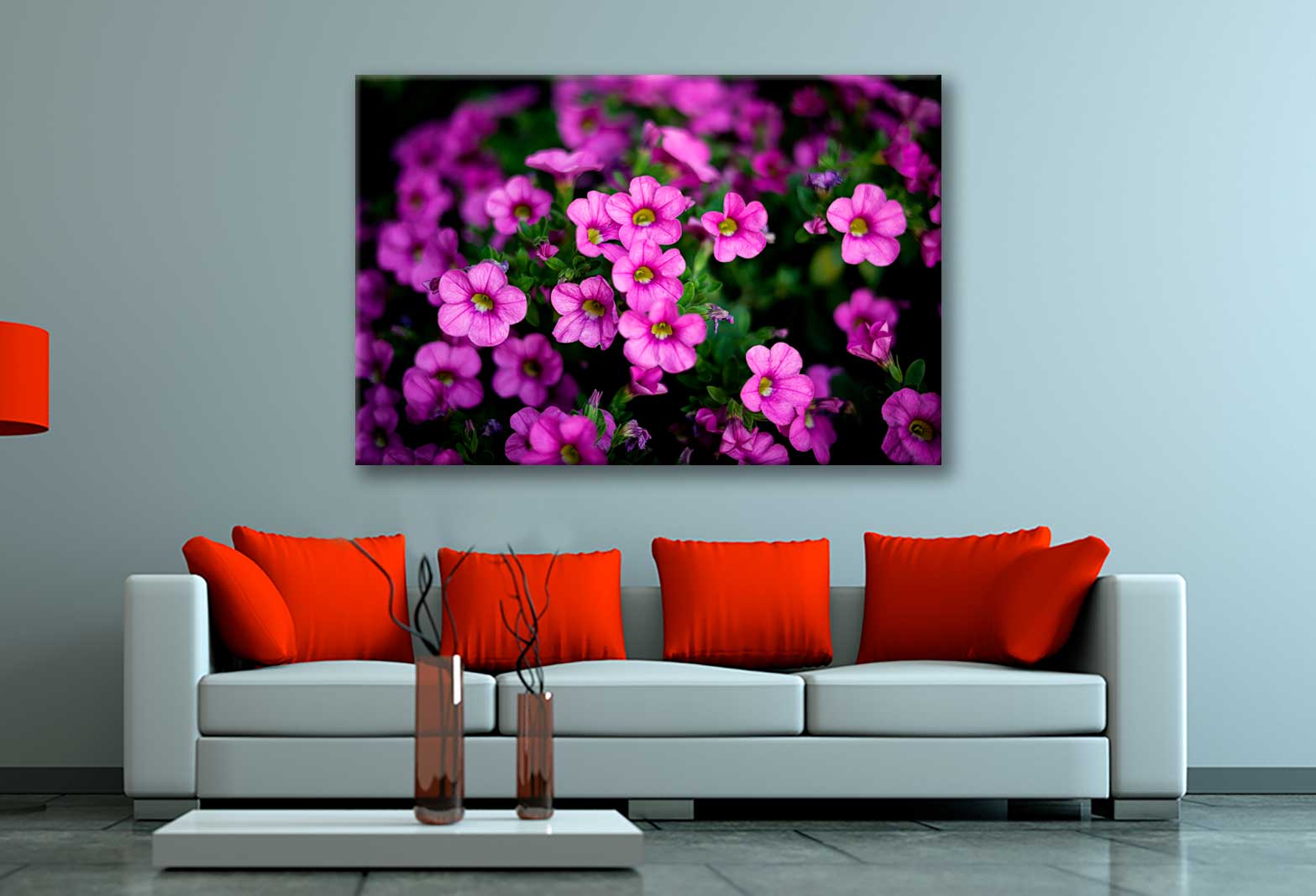 Bella Home Closeup Shot of Calibrachoa Flowers Print Canvas Ready to hang