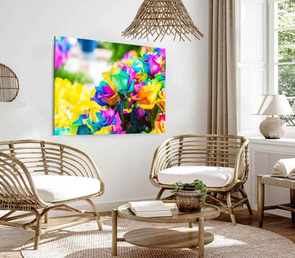 Bella Home Colorful Roses Closeup Photograph Print Canvas Ready to hang