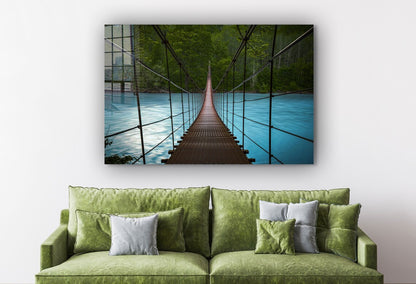 Bridge & Lake Forest 3D Print Tempered Glass Wall Art 100% Made in Australia Ready to Hang