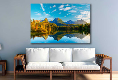 Bella Home Pine Forest Near Lake & Sky View Print Canvas Ready to hang