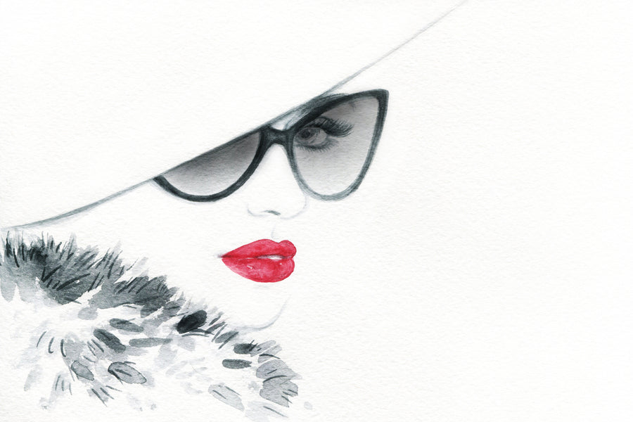 Fashion Lady with Sunglasses Watercolor Painting Print 100% Australian Made