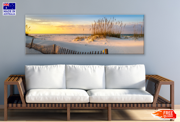 Panoramic Canvas Beach View from the Shore High Quality 100% Australian made wall Canvas Print ready to hang