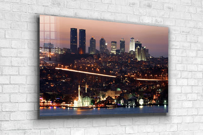 Night City Sea View Print Tempered Glass Wall Art 100% Made in Australia Ready to Hang