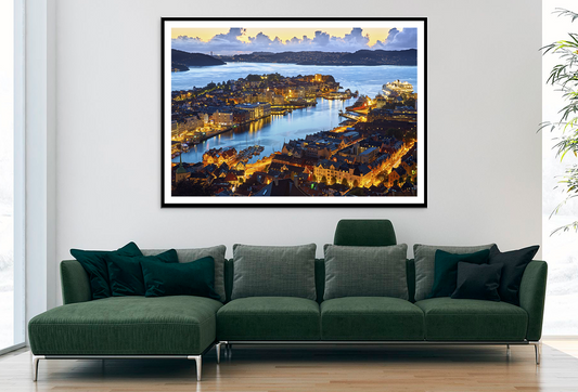 City & Sea Cloudy Sky View Photograph Home Decor Premium Quality Poster Print Choose Your Sizes