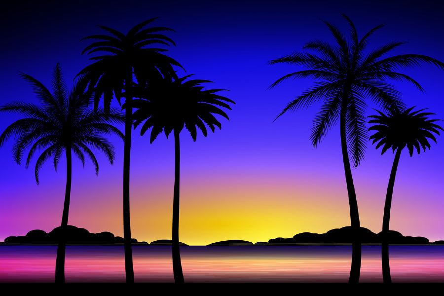 Palm Trees on Sunset Vector Art Design Print 100% Australian Made