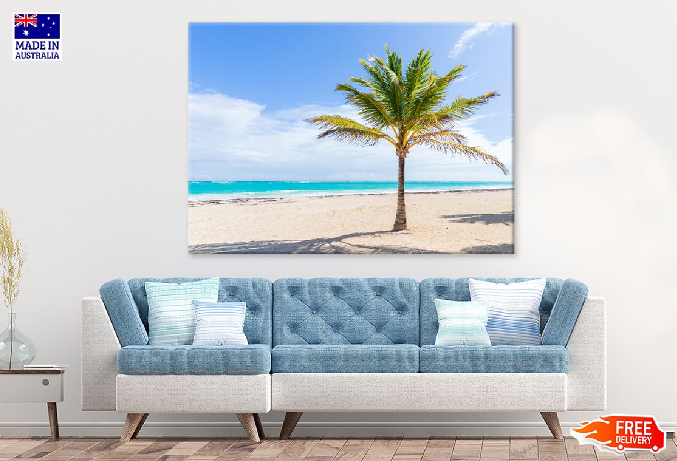 Palm Tree on Sea Sand Photograph Print 100% Australian Made