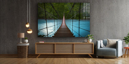 Bridge & Lake Forest 3D Print Tempered Glass Wall Art 100% Made in Australia Ready to Hang