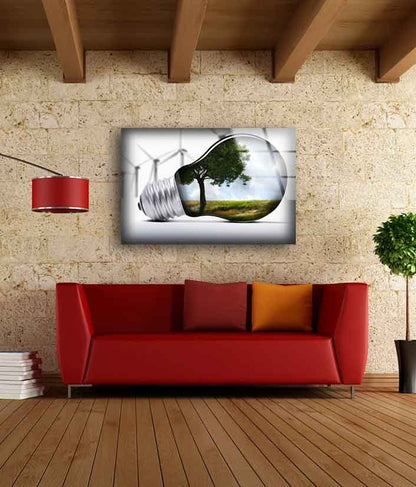 Tree in Light Bulb Photograph Acrylic Glass Print Tempered Glass Wall Art 100% Made in Australia Ready to Hang