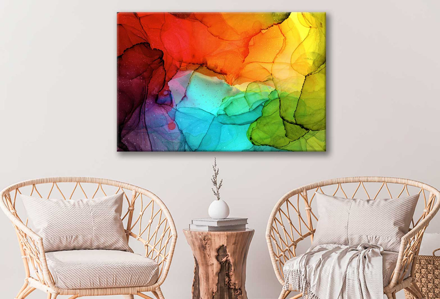 Bella Home Red Green & Blue Abstract Design Print Canvas Ready to hang