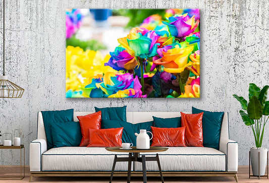 Bella Home Colorful Roses Closeup Photograph Print Canvas Ready to hang