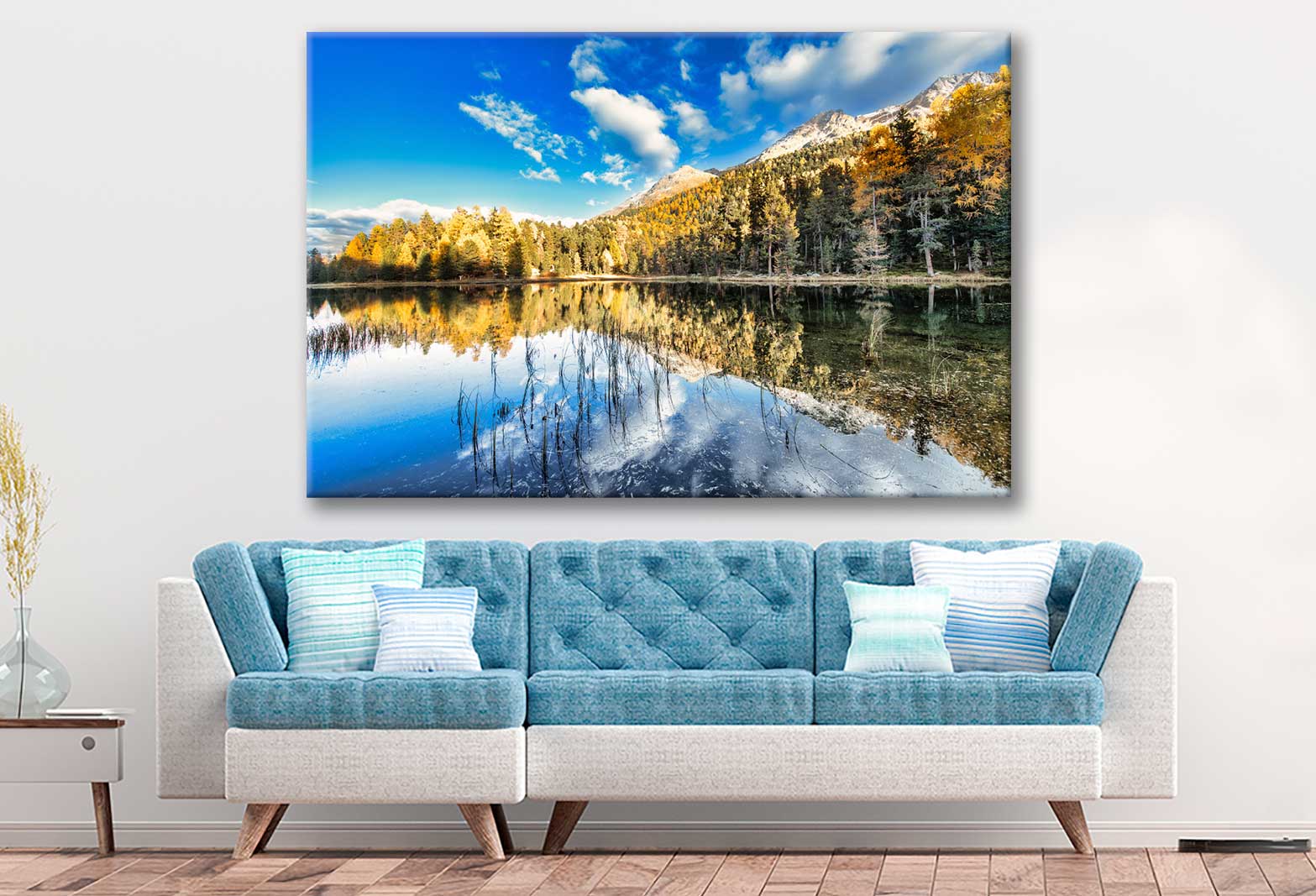 Bella Home Plants in The Lake of Nature Reserve Park Print Canvas Ready to hang