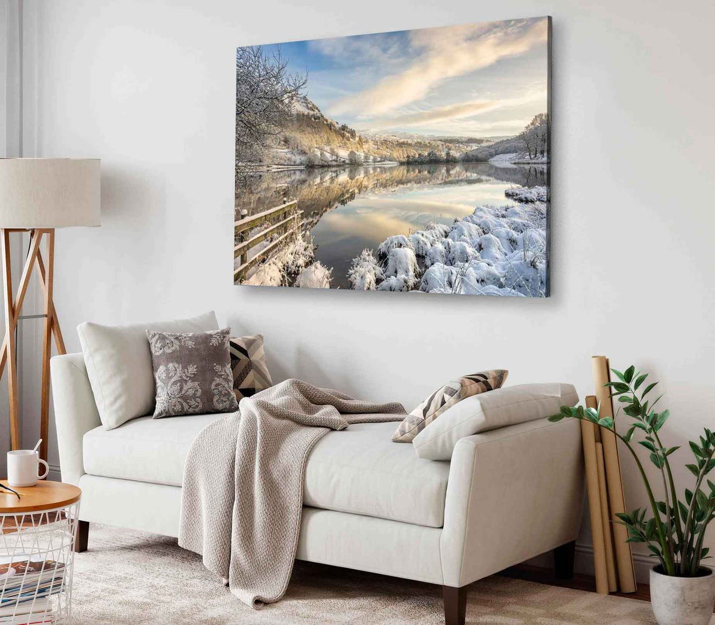 Bella Home Snow at Rydal Water in The Lake UK Print Canvas Ready to hang