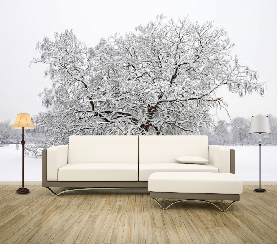 Wallpaper Murals Peel and Stick Removable Tree in Snow High Quality