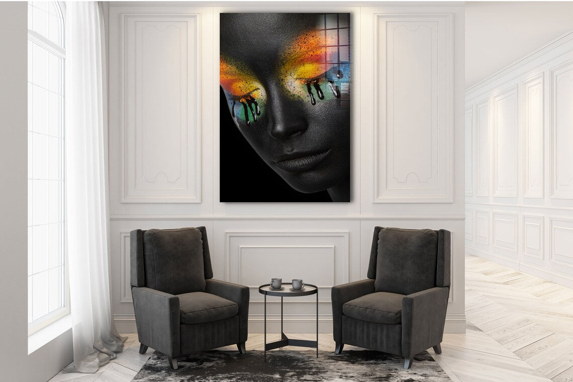 Eye Makeup Black Woman Print Tempered Glass Wall Art 100% Made in Australia Ready to Hang