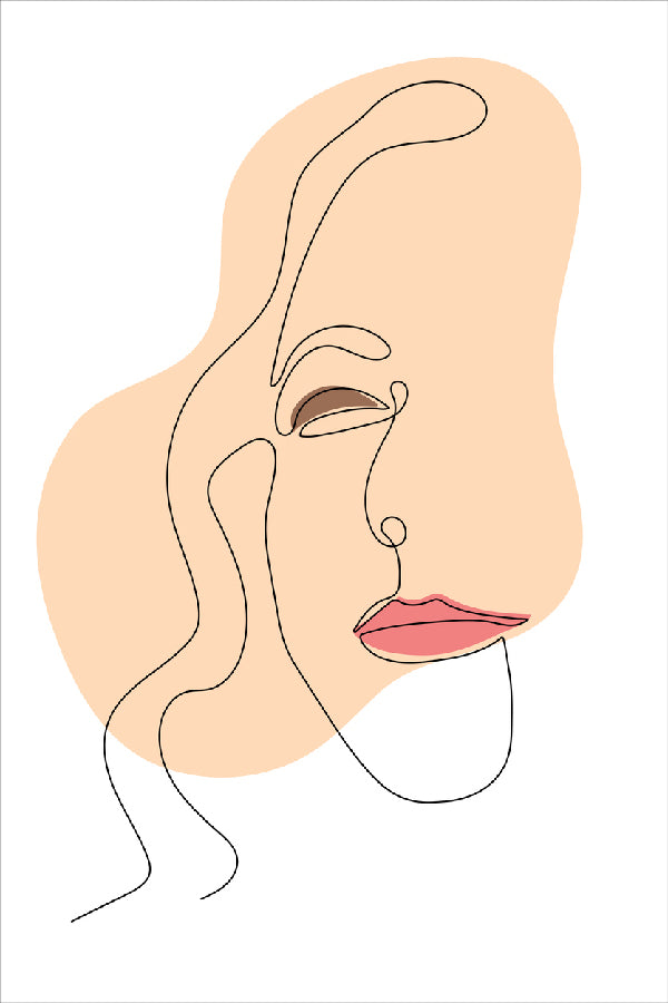 Woman Face & Red Lips Line Art Design Print 100% Australian Made