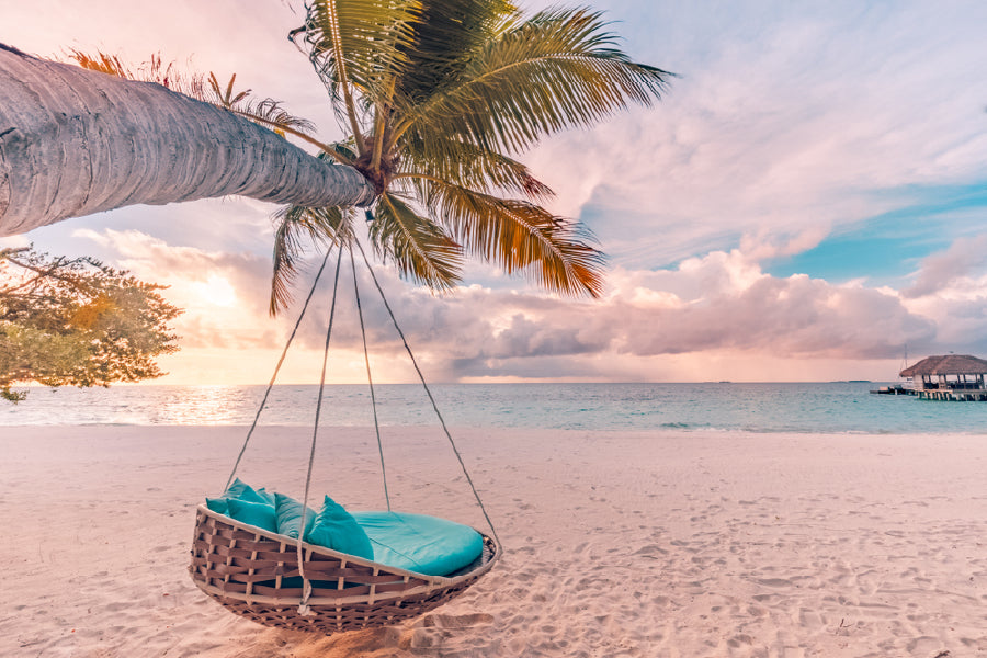 Tropical Beach Sunset with Swing Photograph Print 100% Australian Made