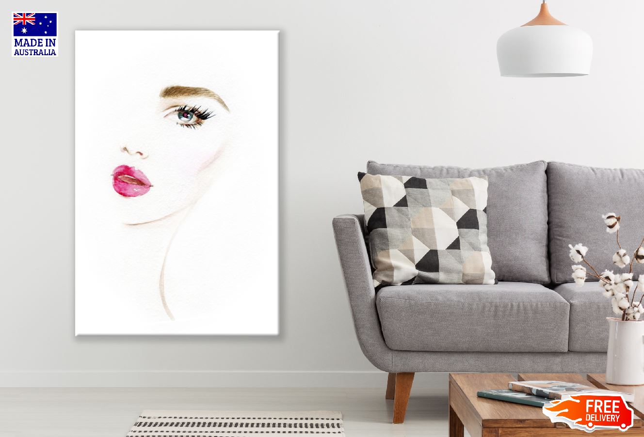 Makeup Woman Face Watercolor Painting Print 100% Australian Made