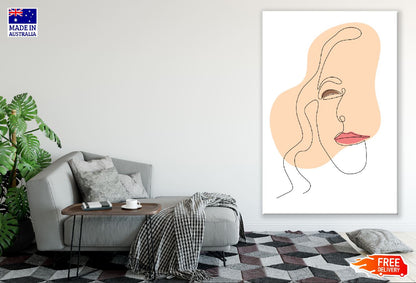 Woman Face & Red Lips Line Art Design Print 100% Australian Made